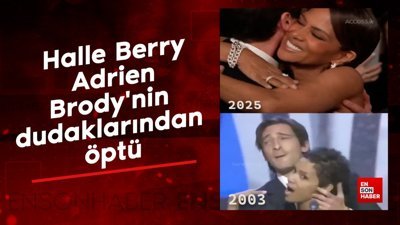 Halle Berry Adrien Brody'nin dudaklarından öptü