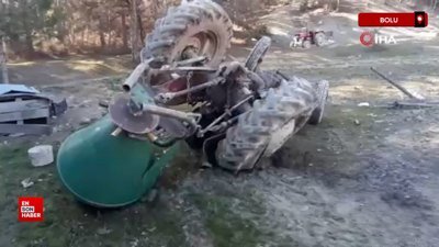 Bolu'da traktör devrildi