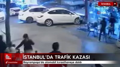 Bayrampaşa'da otomobil kıraathaneye daldı