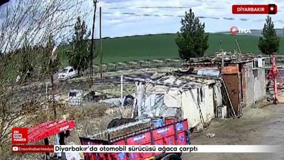 Diyarbakır’da otomobil sürücüsü ağaca çarptı