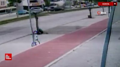 Konya'da beton mikseri ile otomobilin çarpışma anı