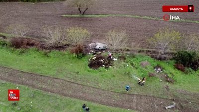 Amasya’da takla atan otomobil tarlaya uçtu