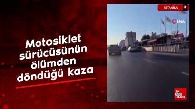 İstanbul Esenyurt'ta motosiklet sürücüsünün ölümden döndüğü kaza