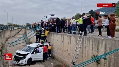 Hatay’da fren yerine gaza basınca araç su kanalına uçtu