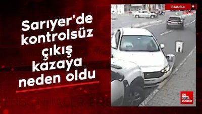 Sarıyer'de yola çıkan araca çarpan otomobil, karşı şeride geçti