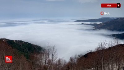 Handüzü Yaylası’nda sis denizi kartpostallık görüntüler oluşturdu