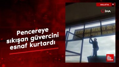 Malatya’da pencereye sıkışan güvercini esnaf kurtardı