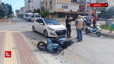 Antalya’da otomobille çarpışan motosiklet sürücüsü havada taklalar attı