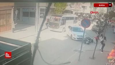 Bursa’da otomobille çarpışan motosiklet sürücüsünün yaralandığı kaza