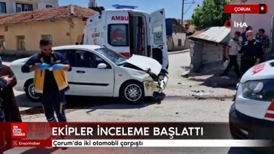 Çorum'da iki otomobil çarpıştı