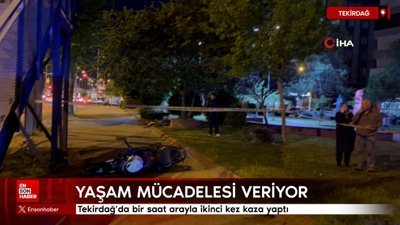 Tekirdağ'da bir saat arayla ikinci kez kaza yaptı