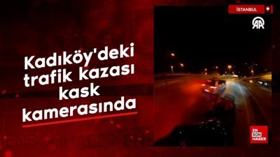 Kadıköy'deki trafik kazası kask kamerasında