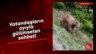 Kastamonu'da vatandaşların ayıyla gülümseten sohbeti