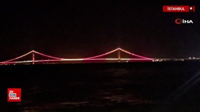 Çanakkale Köprüsü sarı-kırmızı renklerle aydınlatıldı