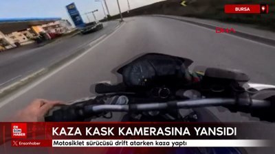 Bursa'da motosiklet sürücüsü drift atarken kaza yaptı