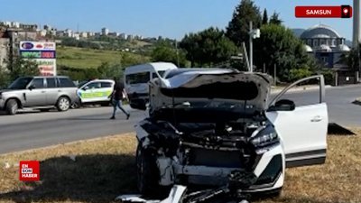 Samsun'da cip ile otomobil çarpıştı