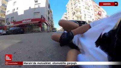 Mersin'de motosiklet, otomobille çarpıştı