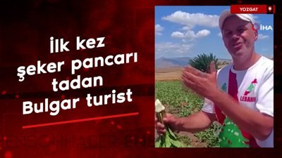 Yozgat'da ilk kez şeker pancarı tadan Bulgar turistten renkli görüntüler