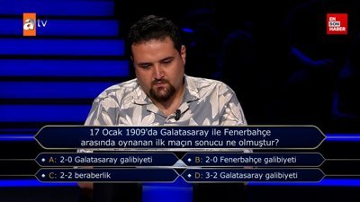 Kim Milyoner Olmak İster'de Galatasaray-Fenerbahçe sorusu