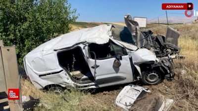 Adıyaman'da hafif ticari araç şarampole yuvarlandı