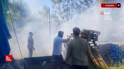 Karabük'te kömür ve odun deposu alev aldı