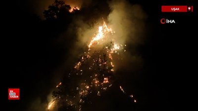 Uşak’ta üç ayrı bölgede süren yangınlara müdahale devam ediyor