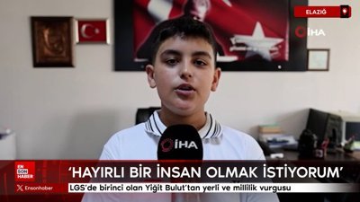 Elazığ'da LGS'de birinci olan Yiğit Bulut'tan yerli ve millilik vurgusu