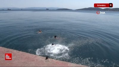 İstanbul'da sıcaktan bunalan İstanbullular kendini serin sulara attı