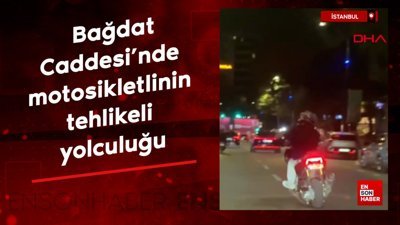 İstanbul'da Bağdat Caddesi’nde motosikletlinin tehlikeli yolculuğu