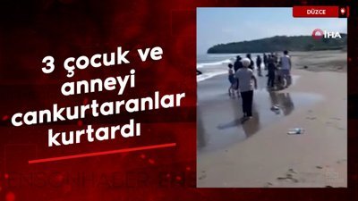 Düzce'de boğulma tehlikesi geçiren 3 çocuk ve anneyi cankurtaranlar kurtardı