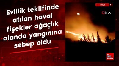 Hatay'da evlilik teklifinde atılan havai fişekler ağaçlık alanda yangınına sebep oldu