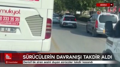 Denizli’de siren sesini duyan sürücülerin duyarlı davranışı takdir topladı