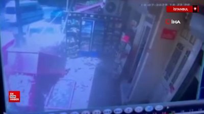 İstanbul'da kontrolden çıkan otomobil bakkal dükkanına daldı