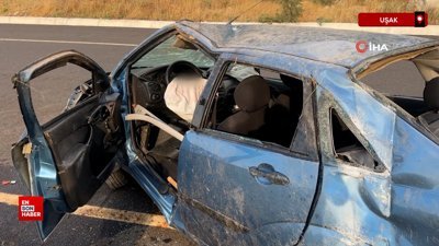 Uşak’ta otomobil takla attı
