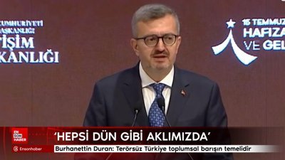 Burhanettin Duran: Terörsüz Türkiye toplumsal barışın temelidir