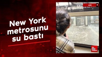 New York'ta şiddetli yağışlar sonrası metro istasyonunu sel bastı
