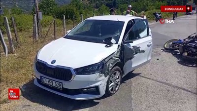 Zonguldak'ta jandarma motorize timi ile otomobil çarpıştı