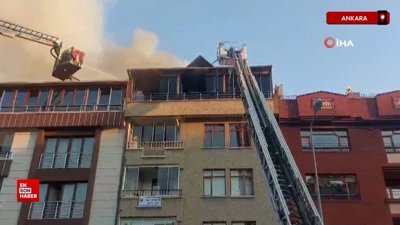 Ankara’da bir binanın en üst katından korkutan yangın