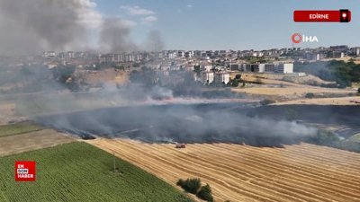 Edirne'de anız yangını: Yerleşim alanlarına metreler kala söndürüldü