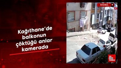İstanbul'da balkonun çöktüğü anlar kamerada