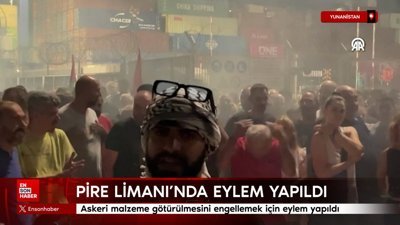 Yunanistan'da İsrail'e askeri malzeme götürülmesini engellemek için eylem yapıldı