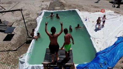 Erzurum'da öğretmenleri köye devasa havuz yaptı