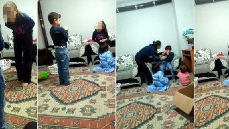 Üvey oğluna şiddet gösteren anne