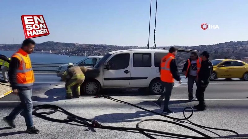 15 Temmuz Şehitler Köprüsü’nda araç yandı