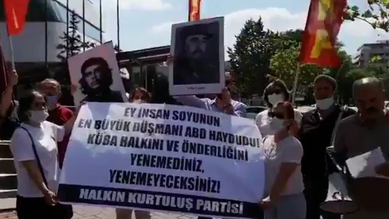 Türk solundan, ABD Büyükelçiliği önünde Küba protestosu