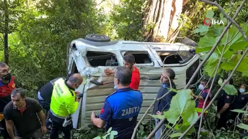 Zonguldak'ta virajı alamayan kamyonet ormana uçtu