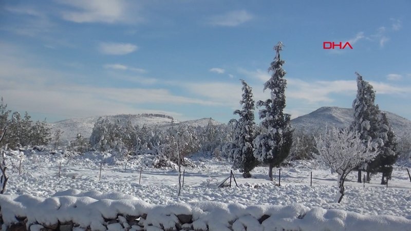 Milas’ın yüksek kesimleri beyaza büründü