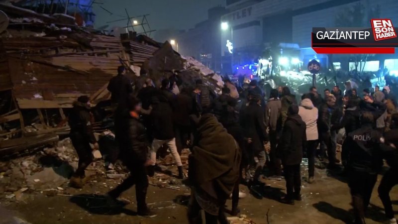 Gaziantep'te arama kurtarma çalışması yapılan binada ikinci bir çökme yaşandı