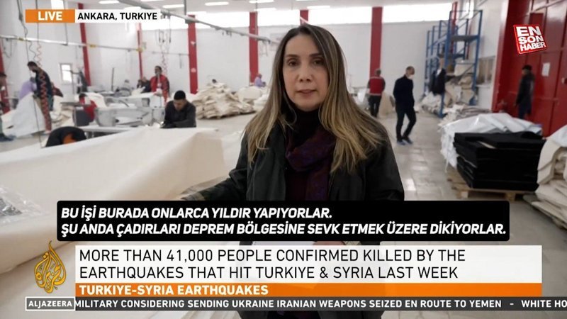 Al Jazeera, çadır üretim merkezini görüntüledi