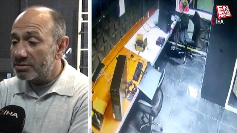 Şanlıurfa’da televizyon stüdyosunda deprem anı kamerada